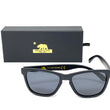 Load image into Gallery viewer, Sunglasses Polarized (Harpoon) - Bear Flag Fish Co. Black Unisex, Polarized Sunglasses. Relaxed fit and stylish. Gold Harpoon logo on side of sunglasses with a Gold Bear Flag logo on box and carrying case.