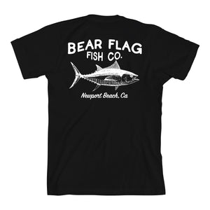 Tuna Tee - Bear Flag Fish Co. This tee comes in a relaxed fit for comfort, while the screen-printed Bear Flag Fish Co.  logo on the front left chest and on the Back is a detailed Tuna. Black