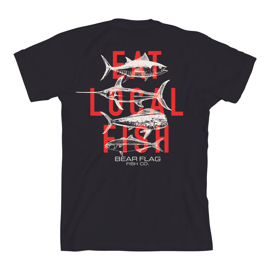 Eat Local Fish Tee Blk - Bear Flag Fish Co.