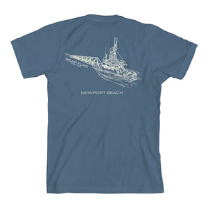 Bear Flag 2 Boat Tee BLU - Bear Flag Fish Co.