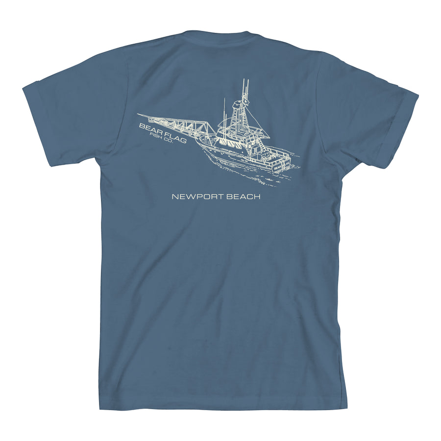 Bear Flag 2 Boat Tee BLU - Bear Flag Fish Co.