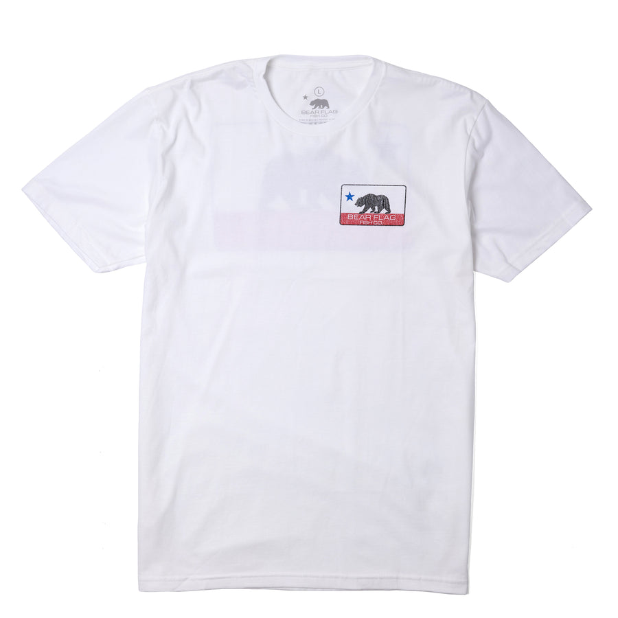 Bear Flag OG Shirt White - Displays the bear flag fish co logo..