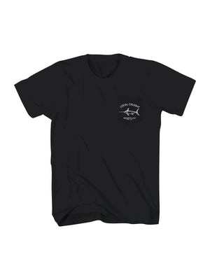 Local Caught Short Sleeve T-Shirt - Bear Flag Fish Co. This tee comes in a relaxed fit for comfort. It comes with the screen-printed Bear Flag swordfish logo on the front left chest and Bear Flag boat/wordmark logo on the back.