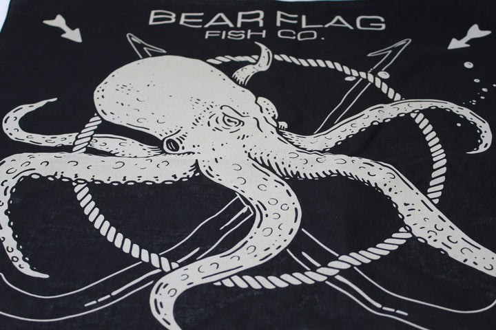 Bear Flag Octopus Bandana 21in x 21in with a Octopus and Bear Flag Logo on it. 